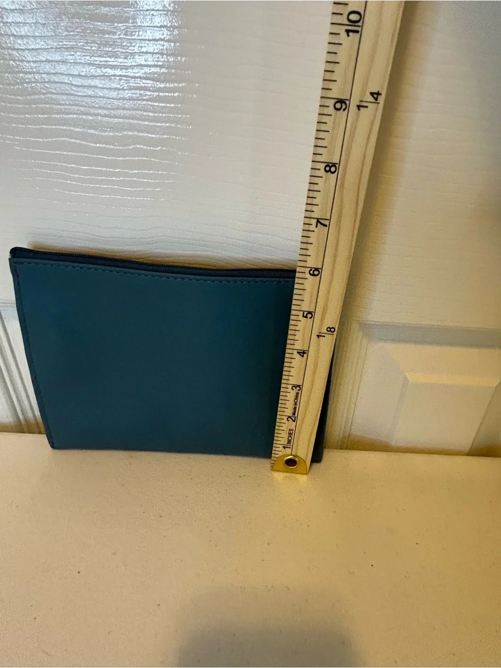 Furla Teal Leather Zip Pouch